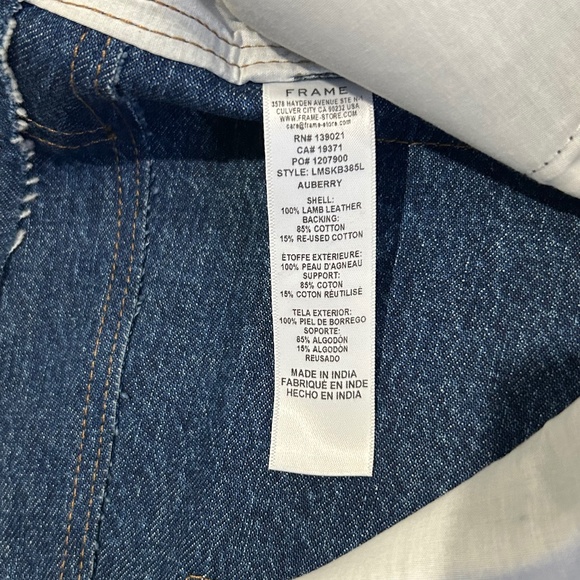 Frame Le Mini Skirt Stagger Auberry Leather Denim Size 28 Waist - Picture 5 of 10